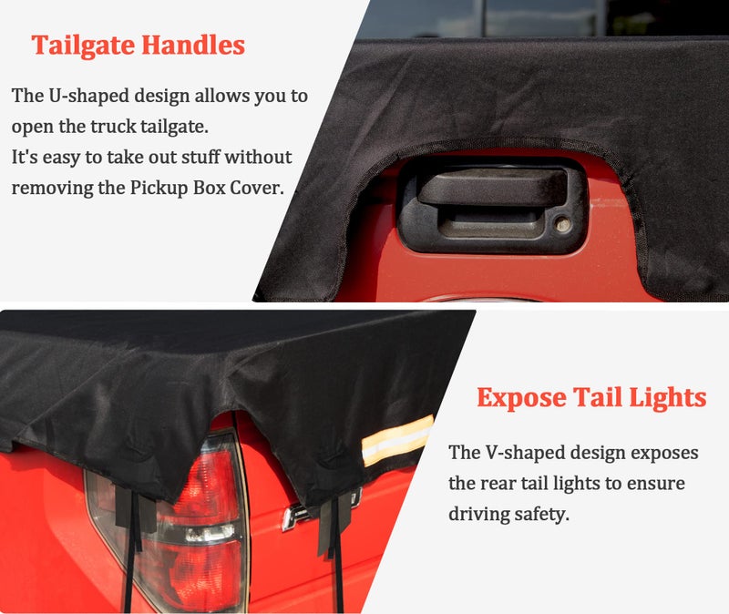 Coverify Upgraded Truck Bed Cover for Ford F150/F250 Silverado/Sierra Ram Tundra Long Bed (8â€² Box), Truck Bed Tarp Cover with Bungee Belts, Black 600D Waterproof Oxford Cargo Tarp Cover - Image 5